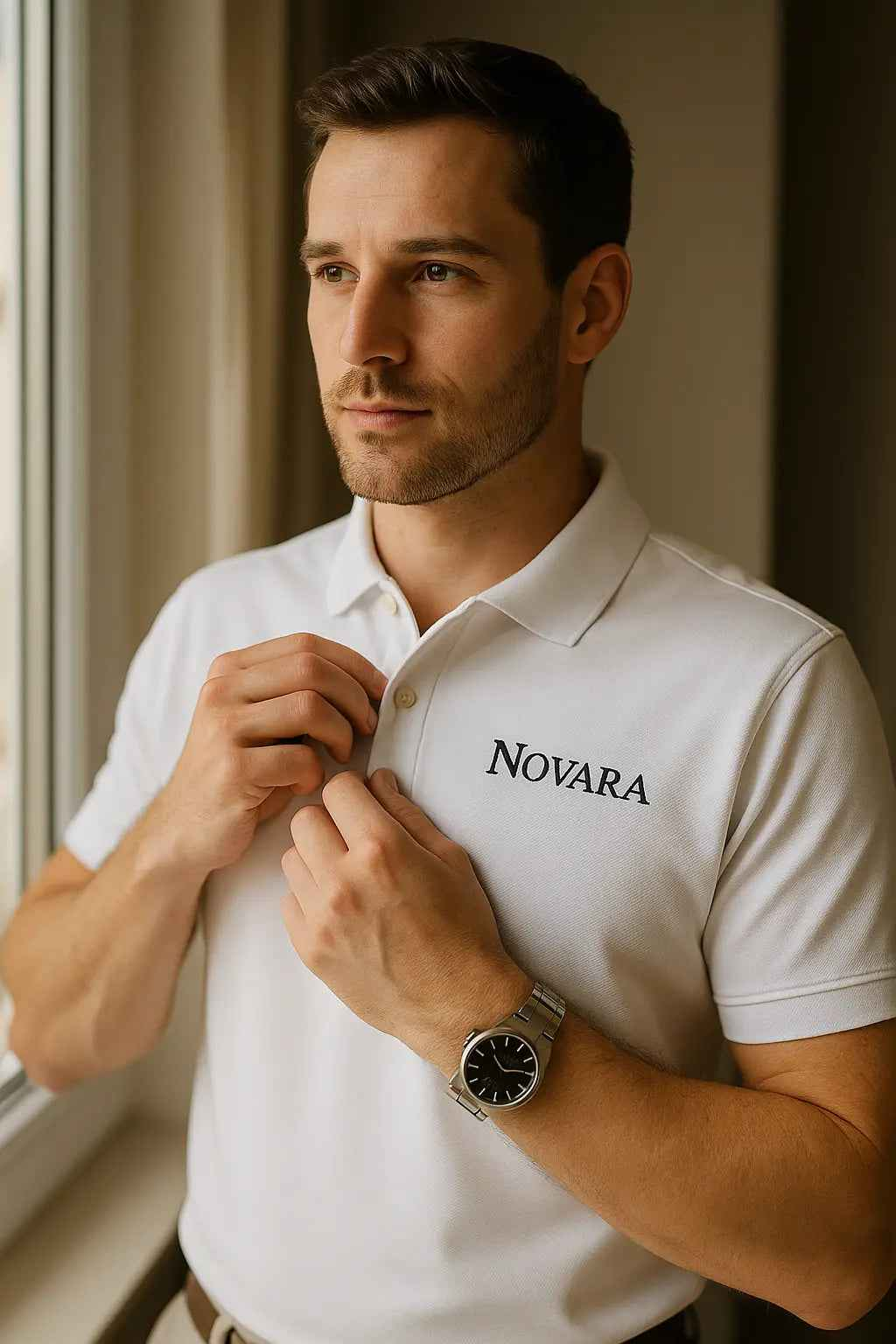 Novarasop Sports Polo Shirt Collar Short Sleeve Shirt Marathon Running Fitness Men Top DIY