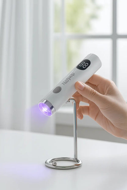 Nailpop UV Light with Stanp Handheld Mini Nail Cure Lamp Portable Rechargeable Nail Dryer Fast Curing for Gel Polish Glue Gel - Novarashop