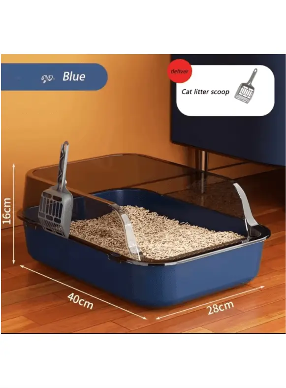 Cats Toilet Cat Litter Box Semi-enclosed High Side Splashproof Pet Bedpans with Litter Scoop Kitty Sandbox Cleaning Cat Supplies - Novarashop