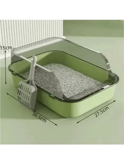 Cats Toilet Cat Litter Box Semi-enclosed High Side Splashproof Pet Bedpans with Litter Scoop Kitty Sandbox Cleaning Cat Supplies - Novarashop