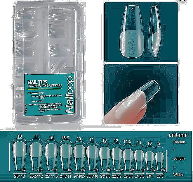 Nailpop Soft Gel Tips for Nails Acrylic Material Short Medium Length Artificial Nail Capsule Accessories and Tools 120pcs/box - Novarashop