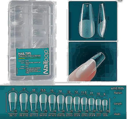 Nailpop Soft Gel Tips for Nails Acrylic Material Short Medium Length Artificial Nail Capsule Accessories and Tools 120pcs/box - Novarashop