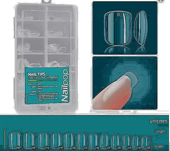 Nailpop Soft Gel Tips for Nails Acrylic Material Short Medium Length Artificial Nail Capsule Accessories and Tools 120pcs/box - Novarashop