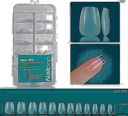 Nailpop Soft Gel Tips for Nails Acrylic Material Short Medium Length Artificial Nail Capsule Accessories and Tools 120pcs/box - Novarashop