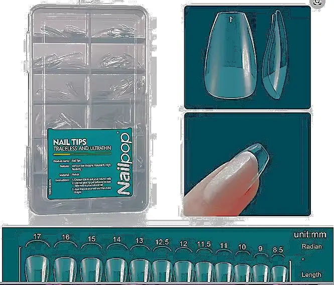 Nailpop Soft Gel Tips for Nails Acrylic Material Short Medium Length Artificial Nail Capsule Accessories and Tools 120pcs/box - Novarashop