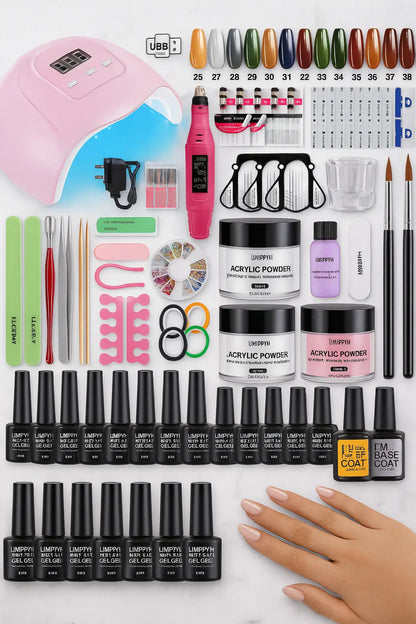 Nail Acrylic Powder&amp;Liquid Monomer Nails Art Decoration For Manicure Set Kit With Semi Permanent Gel Varnish Nail Art Tools Kit - Novarashop
