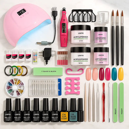 Nail Acrylic Powder&amp;Liquid Monomer Nails Art Decoration For Manicure Set Kit With Semi Permanent Gel Varnish Nail Art Tools Kit - Novarashop