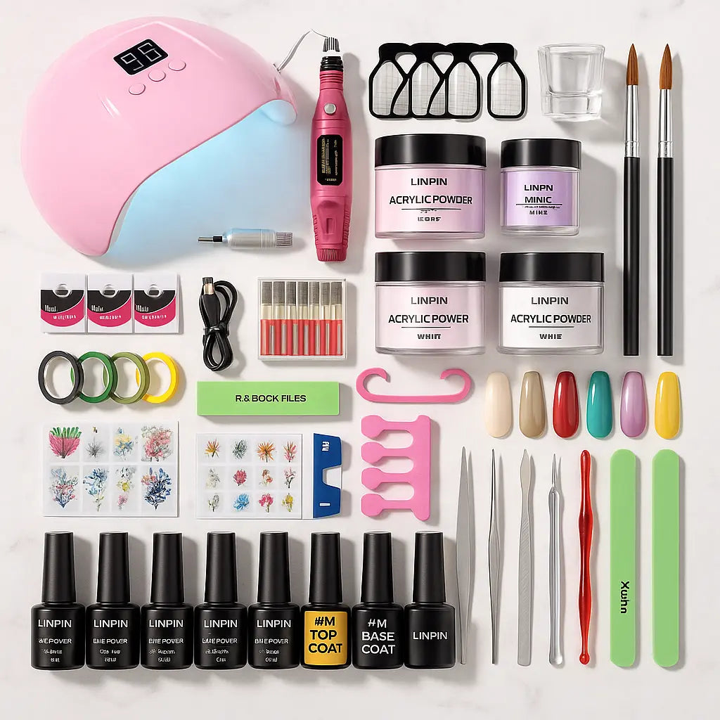 Nail Acrylic Powder&amp;Liquid Monomer Nails Art Decoration For Manicure Set Kit With Semi Permanent Gel Varnish Nail Art Tools Kit - Novarashop
