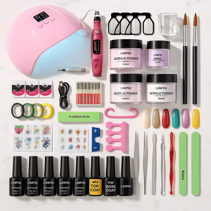 Nail Acrylic Powder&amp;Liquid Monomer Nails Art Decoration For Manicure Set Kit With Semi Permanent Gel Varnish Nail Art Tools Kit - Novarashop