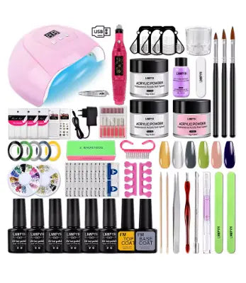 Nail Acrylic Powder&amp;Liquid Monomer Nails Art Decoration For Manicure Set Kit With Semi Permanent Gel Varnish Nail Art Tools Kit - Novarashop