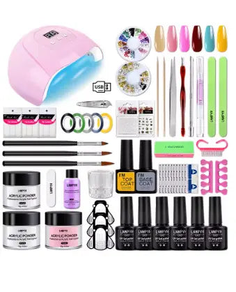 Nail Acrylic Powder&amp;Liquid Monomer Nails Art Decoration For Manicure Set Kit With Semi Permanent Gel Varnish Nail Art Tools Kit - Novarashop