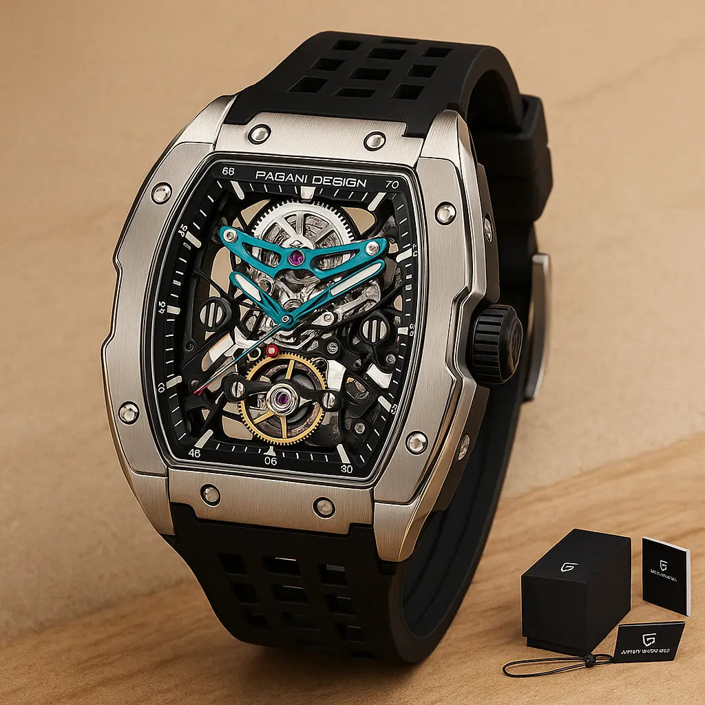 PAGANI DESIGN 42MM Hollow Skeleton Men Mechanical Watches Luxury Sapphire Glass Automatic Watch 50M Waterproof Watch For Men - Novarashop