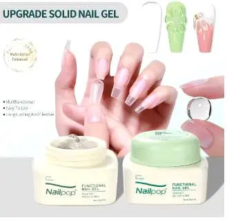 Nailpop Solid Nail Gel Glue for Press On Nails Strong Adhesive Clear Gel Tip Adhesive UV Gel Long-Lasting No Damage 20g (1/3pcs) - Novarashop