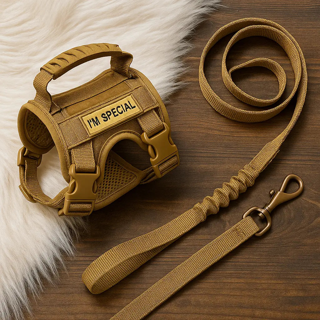 Tactical cat harness for outdoor walking of kittens and puppies, used for walking to prevent escape, soft mesh, easy to wear - Novarashop