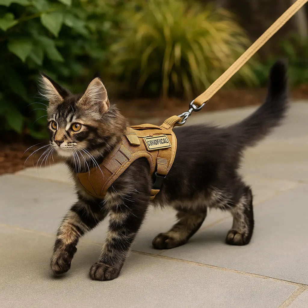 Tactical cat harness for outdoor walking of kittens and puppies, used for walking to prevent escape, soft mesh, easy to wear - Novarashop
