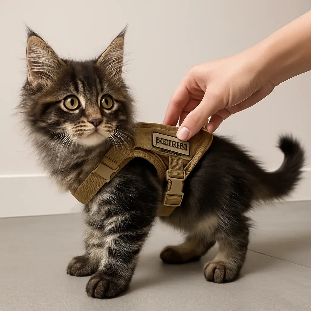 Tactical cat harness for outdoor walking of kittens and puppies, used for walking to prevent escape, soft mesh, easy to wear - Novarashop