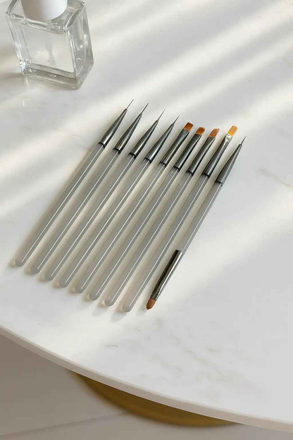 9PCS UV Gel Nail Brush Set for DIY Painting and Manicure Acrylic Nail Art Design Tools
