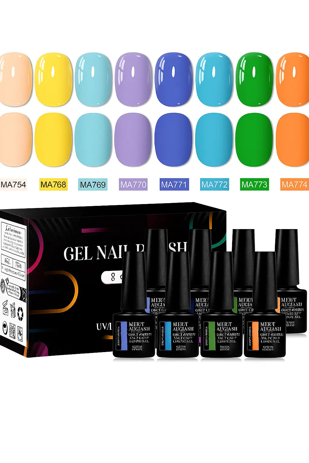 8pc 1-Step Nail Gel Set No Need Base Top Coat Nude Milky Pink UV/LED Long Lasting Nail Supplies Vernis for Manicure DIY Design - Novarashop