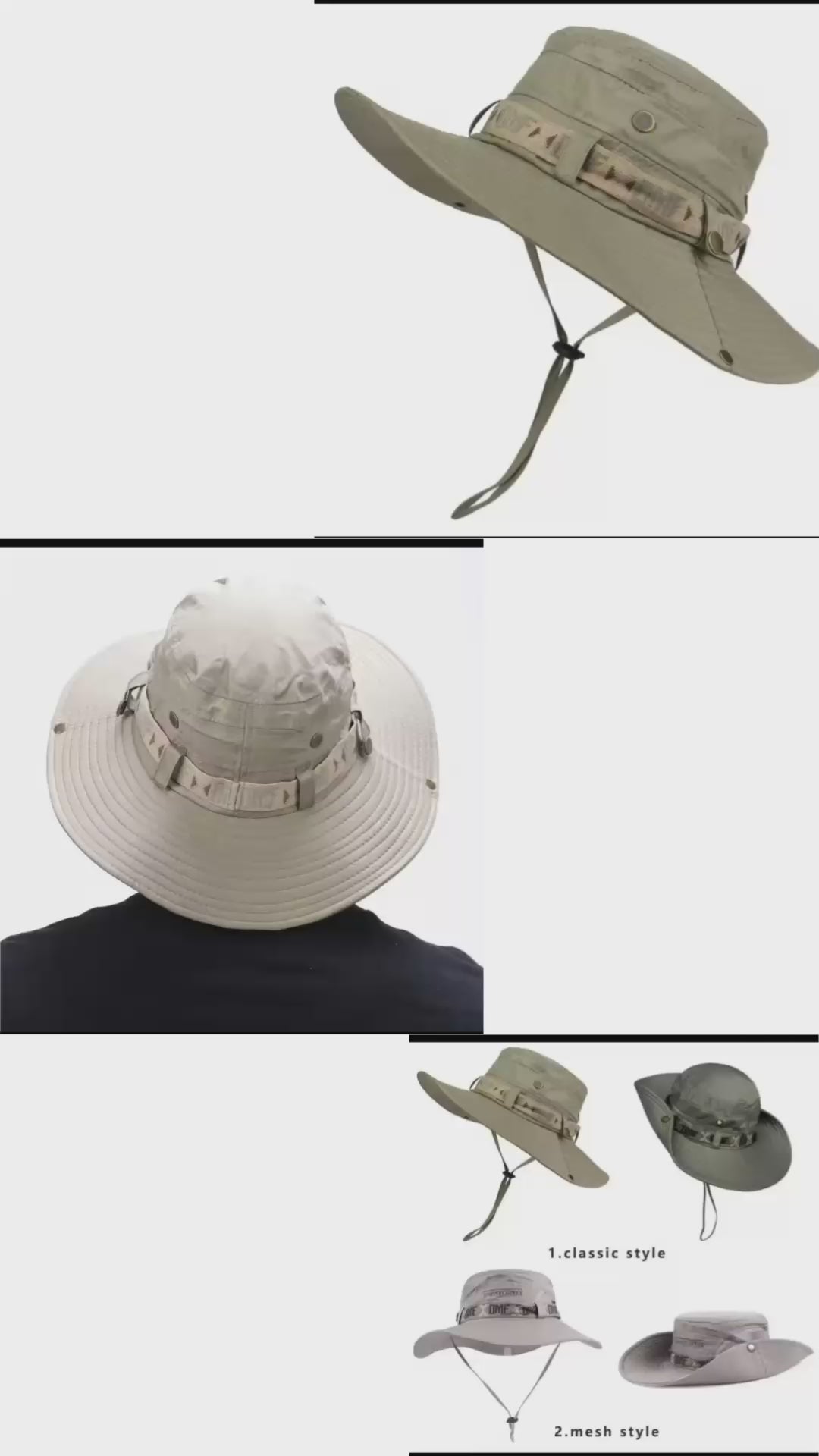 Summer Bucket Hat for Men - Outdoor UV Protection Wide Brim Panama Safari Hunting Hiking Mesh Fisherman Beach Cap