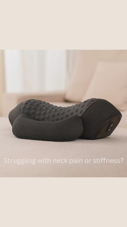 Electric Cervical Massager Pillow with Hot Compress and Vibration for Neck Traction and Spine Support