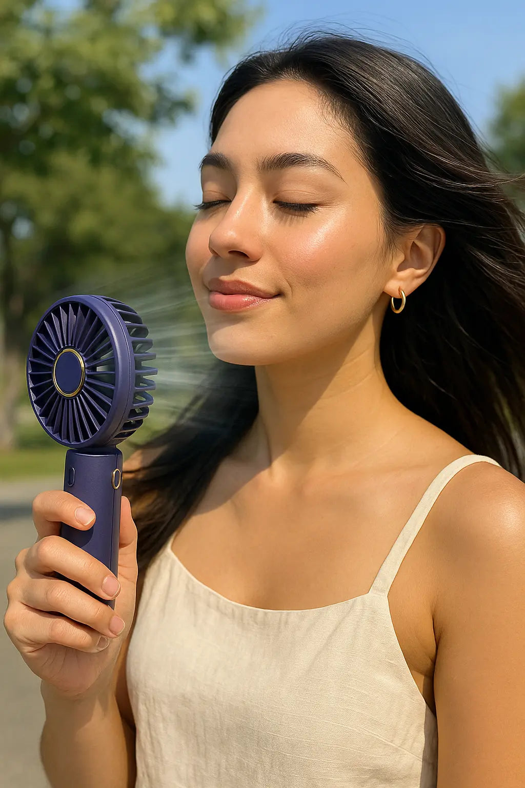 USB Handheld Mini Fan Foldable Portable Neck Hanging Fans 5 Speed USB Rechargeable Fan with Phone Stand and Display Screen - Novarashop