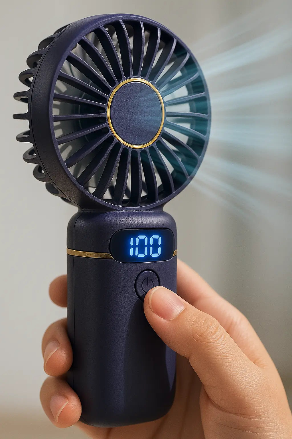 USB Handheld Mini Fan Foldable Portable Neck Hanging Fans 5 Speed USB Rechargeable Fan with Phone Stand and Display Screen - Novarashop