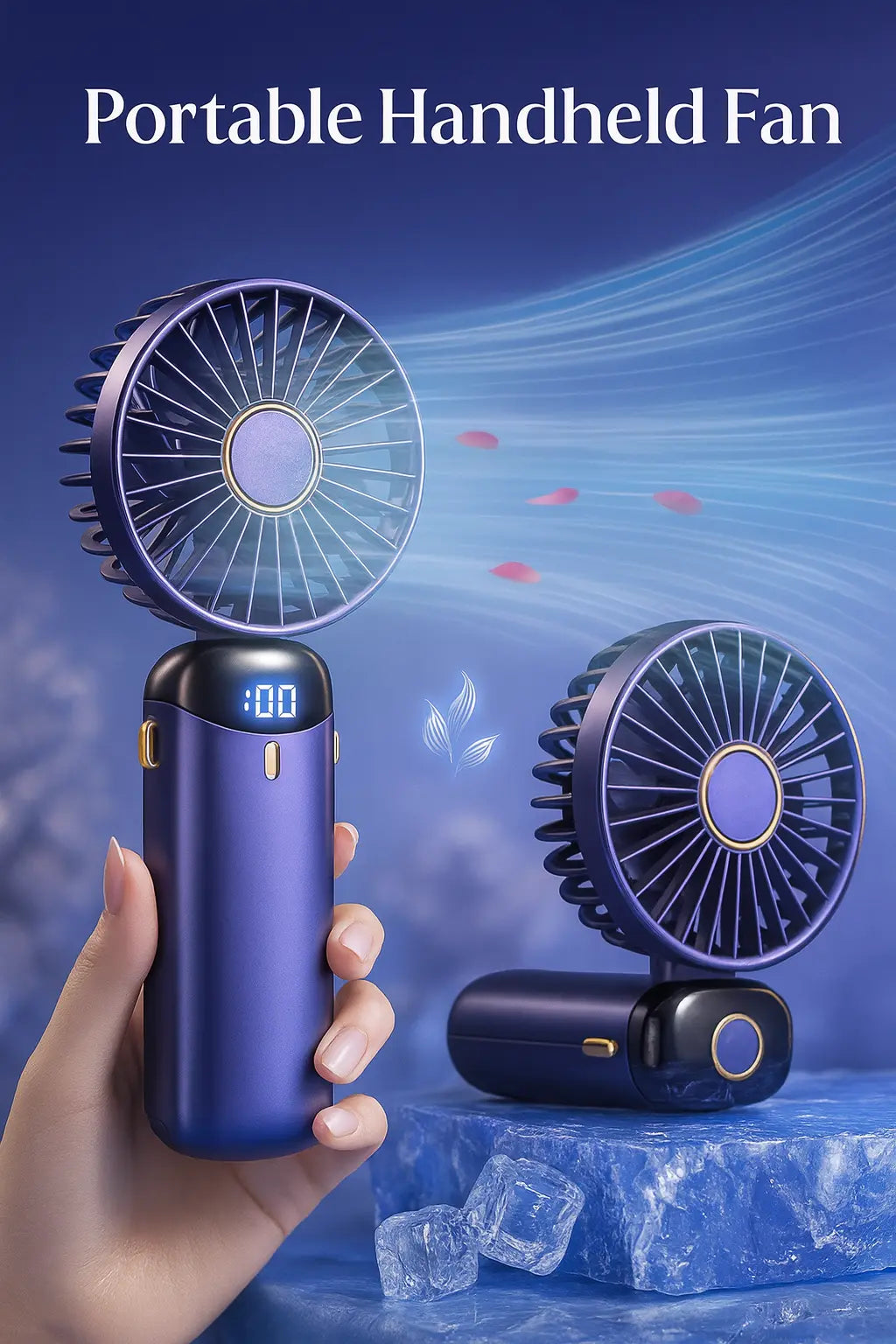 USB Handheld Mini Fan Foldable Portable Neck Hanging Fans 5 Speed USB Rechargeable Fan with Phone Stand and Display Screen - Novarashop