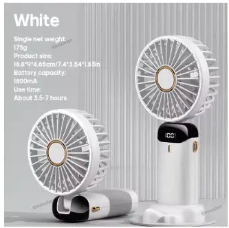 USB Handheld Mini Fan Foldable Portable Neck Hanging Fans 5 Speed USB Rechargeable Fan with Phone Stand and Display Screen - Novarashop