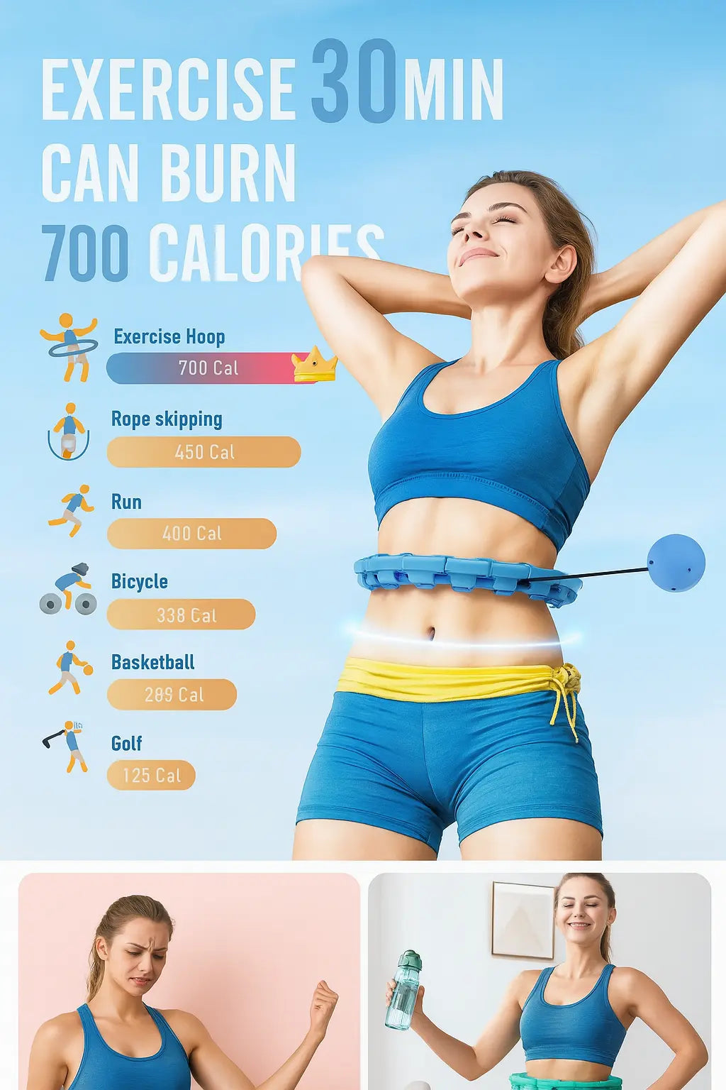 Weighted Sports Circle Hoops for Adults Weight Loss Plus Size for Adults Smart Exercise 2 in 1 Adjustable with Detachable Knots - Novarashop