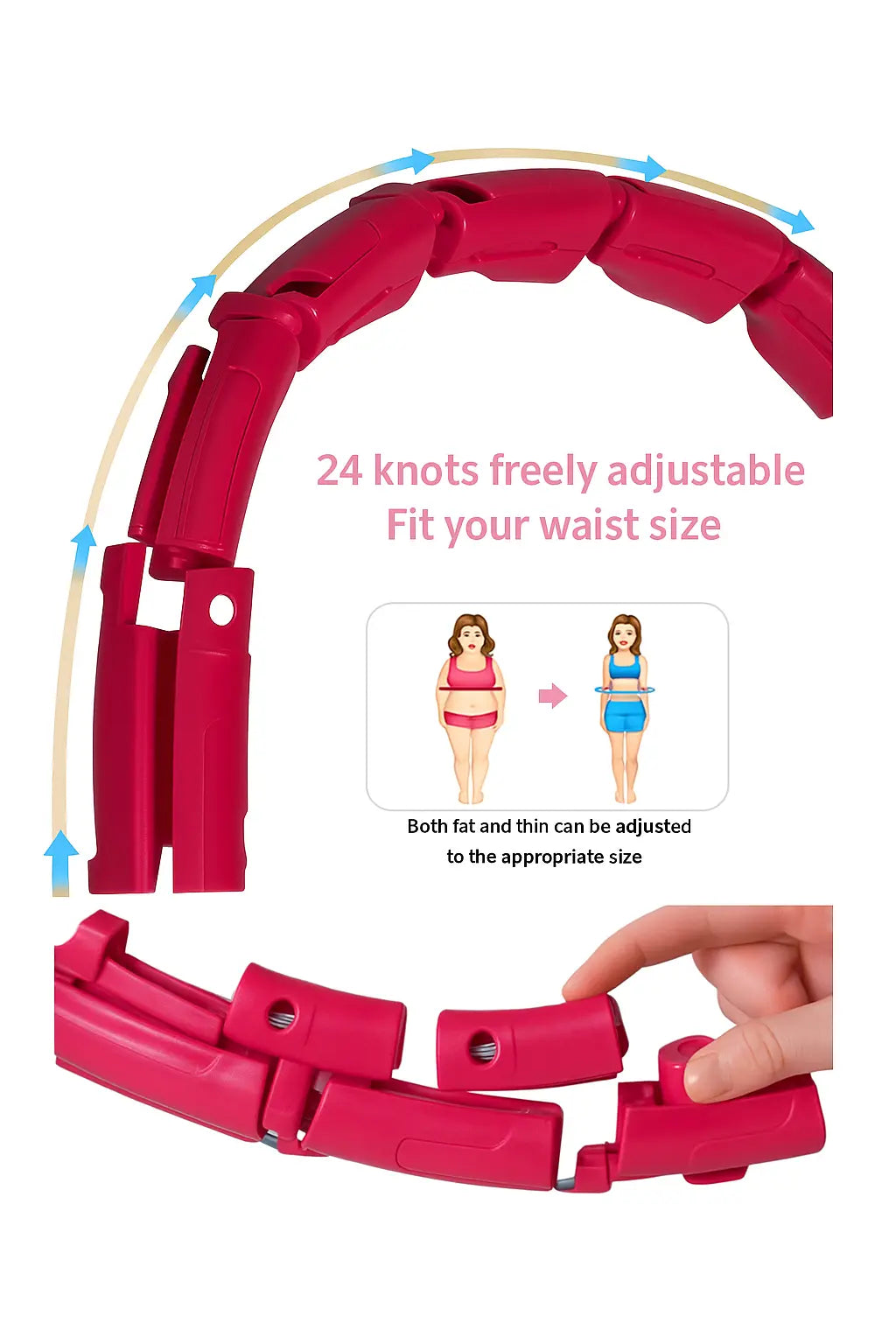 Weighted Sports Circle Hoops for Adults Weight Loss Plus Size for Adults Smart Exercise 2 in 1 Adjustable with Detachable Knots - Novarashop
