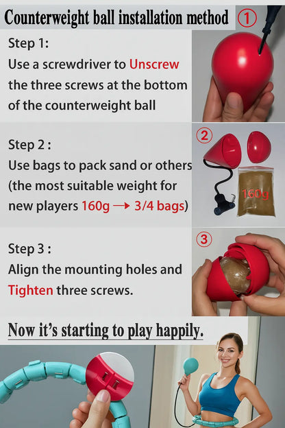Weighted Sports Circle Hoops for Adults Weight Loss Plus Size for Adults Smart Exercise 2 in 1 Adjustable with Detachable Knots - Novarashop